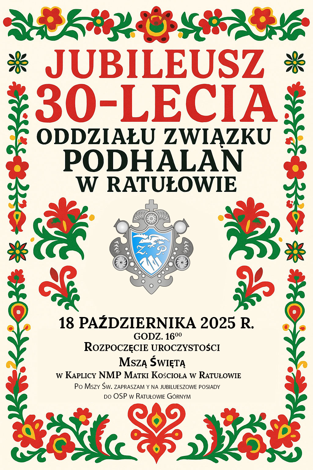  Jubileusz 30-lecia Oddziału Związku Podhalan w Ratułowie