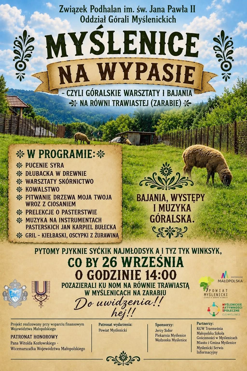 Myślenice na Wypasie, czyli góralskie warsztaty i bajania na Zarabiu – już 26 września