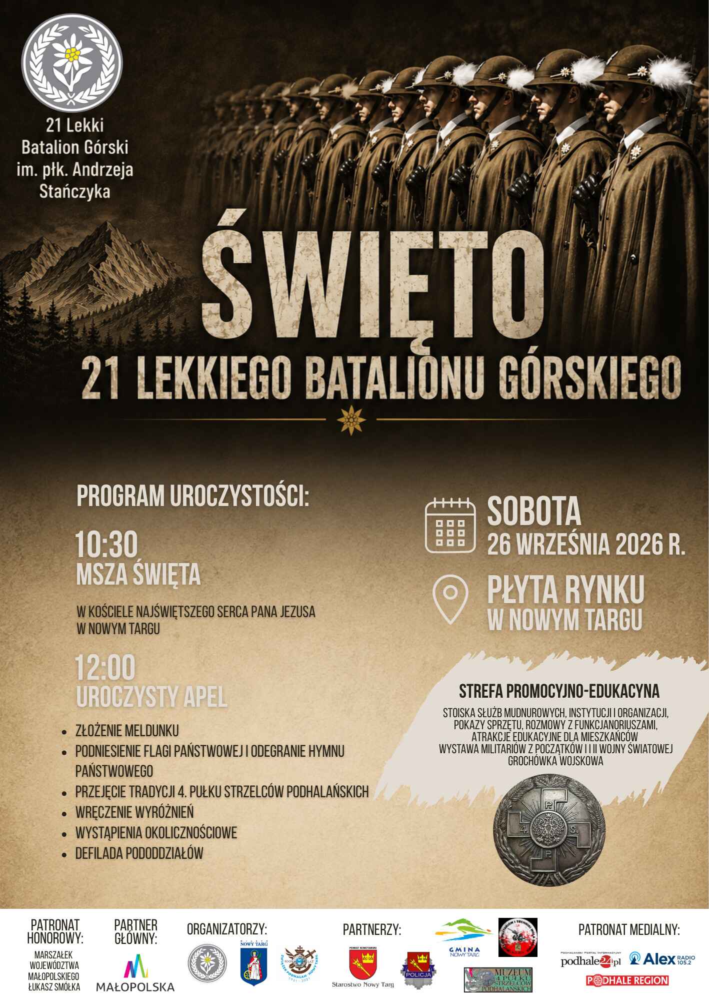 Święto 21. Lekkiego Batalionu Górskiego – zapraszamy na nowotarski Rynek